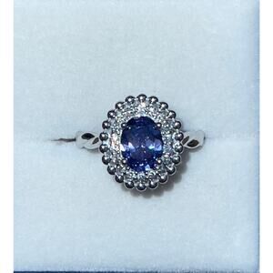 Oval 2.25ct Tanzanite & Diamond 925 Sterling Silver Ring Sz7.5 New